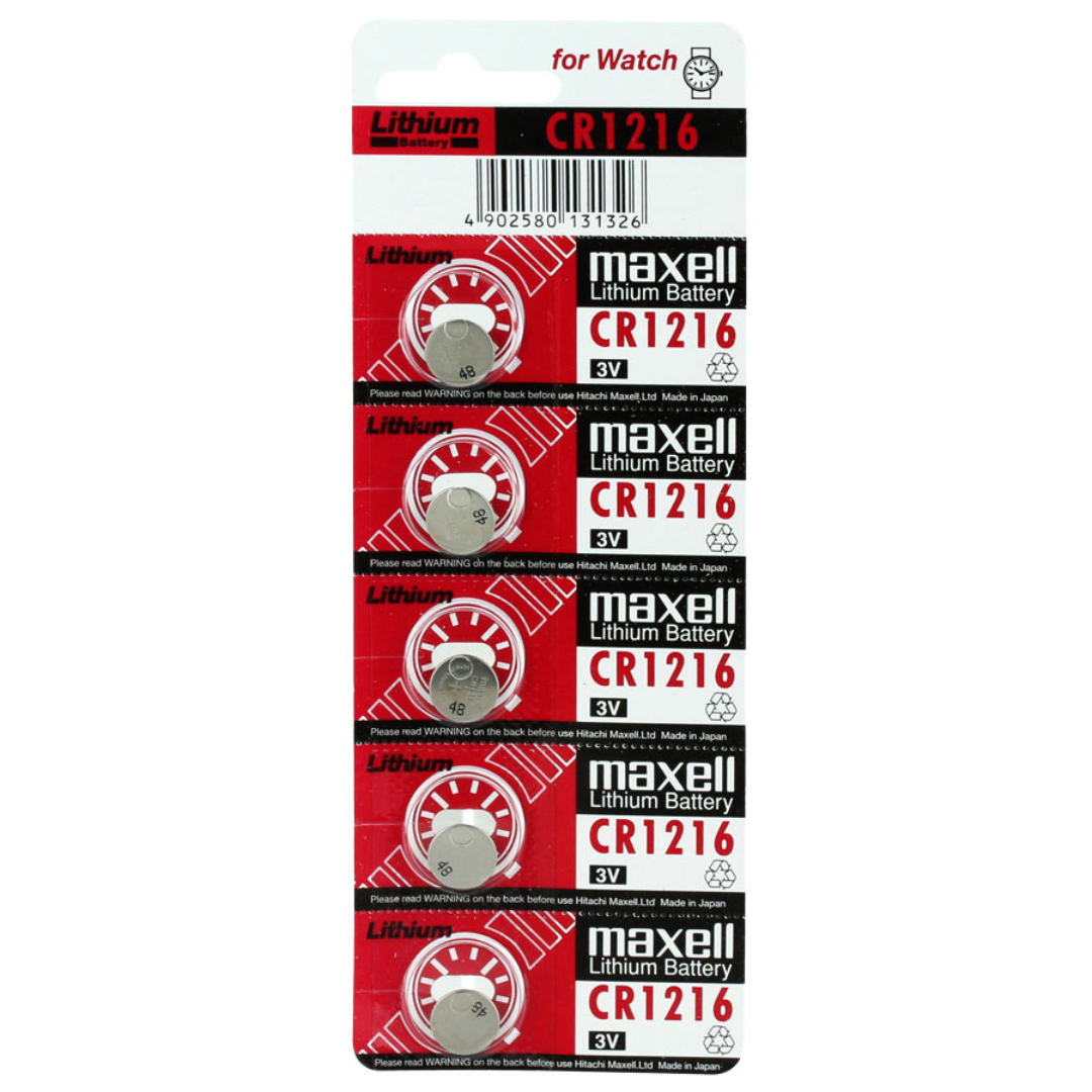 Maxell CR1216 Lithium Button Cell 3V Battery pack of 5