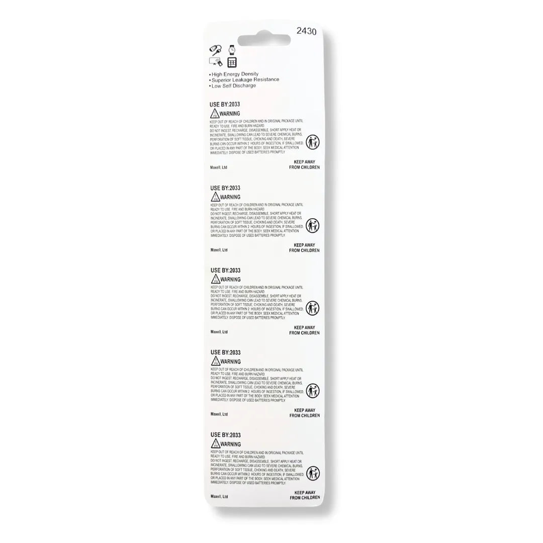 Maxell CR2430 3V Lithium Coin Cell Battery