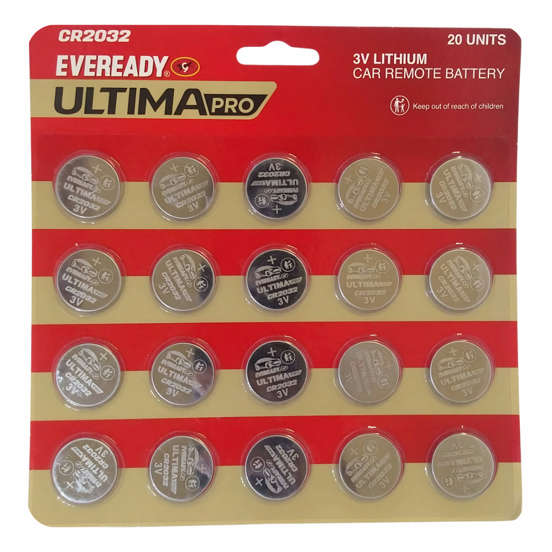 Eveready CR2032 3V Lithium Button Cell Battery is a reliable and high-performance power source designed for small electronic devices like glucometers, calculators, key fobs, and remote controls. With stable 3V output and high energy density, this battery ensures consistent performance and long-lasting usage. Available in packs of 1, 5, or 20, it’s perfect for both personal and bulk needs.