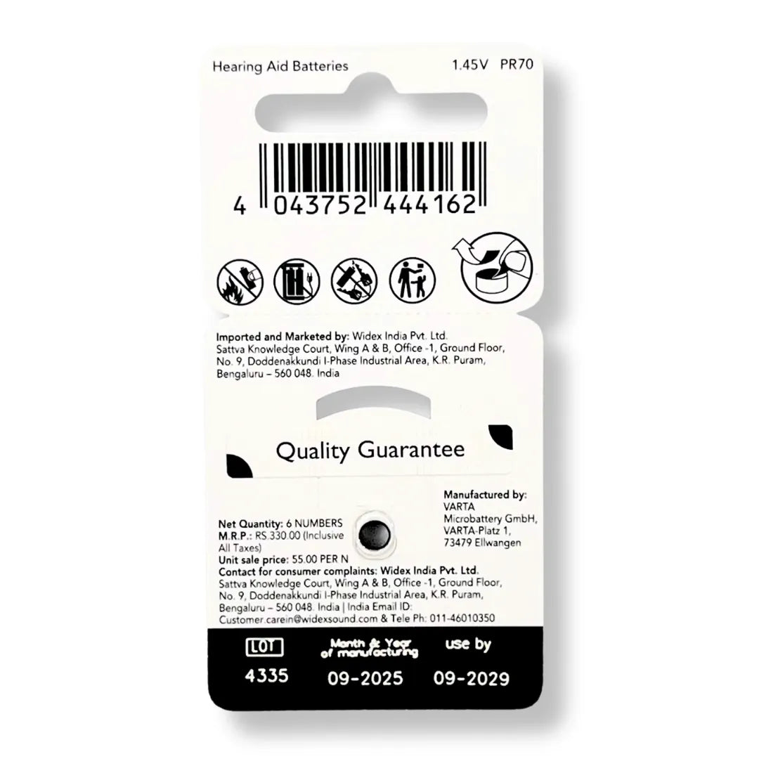 Widex Hearing Aid Batteries Size 10 | 1 Packet (6 Batteries)