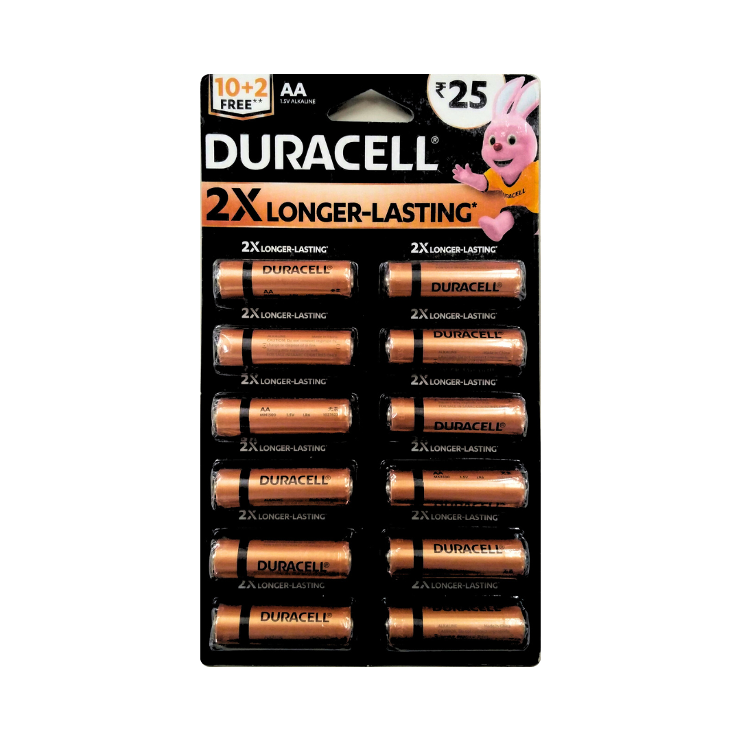 Pack of Duracell batteries with a pink bunny character on a white background