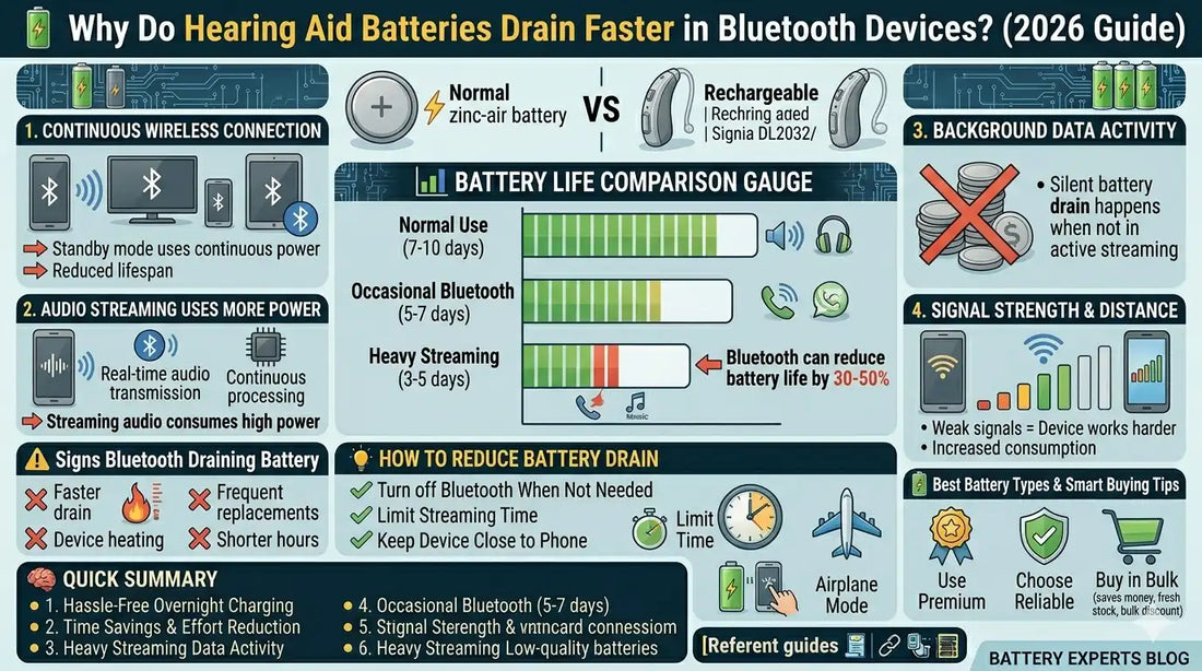 Why Do Hearing Aid Batteries Drain Faster in Bluetooth Devices? (2026 Guide)