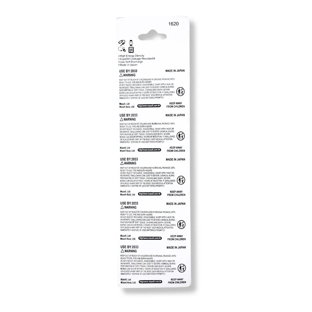 Maxell CR1620 Lithium Button Cell Battery