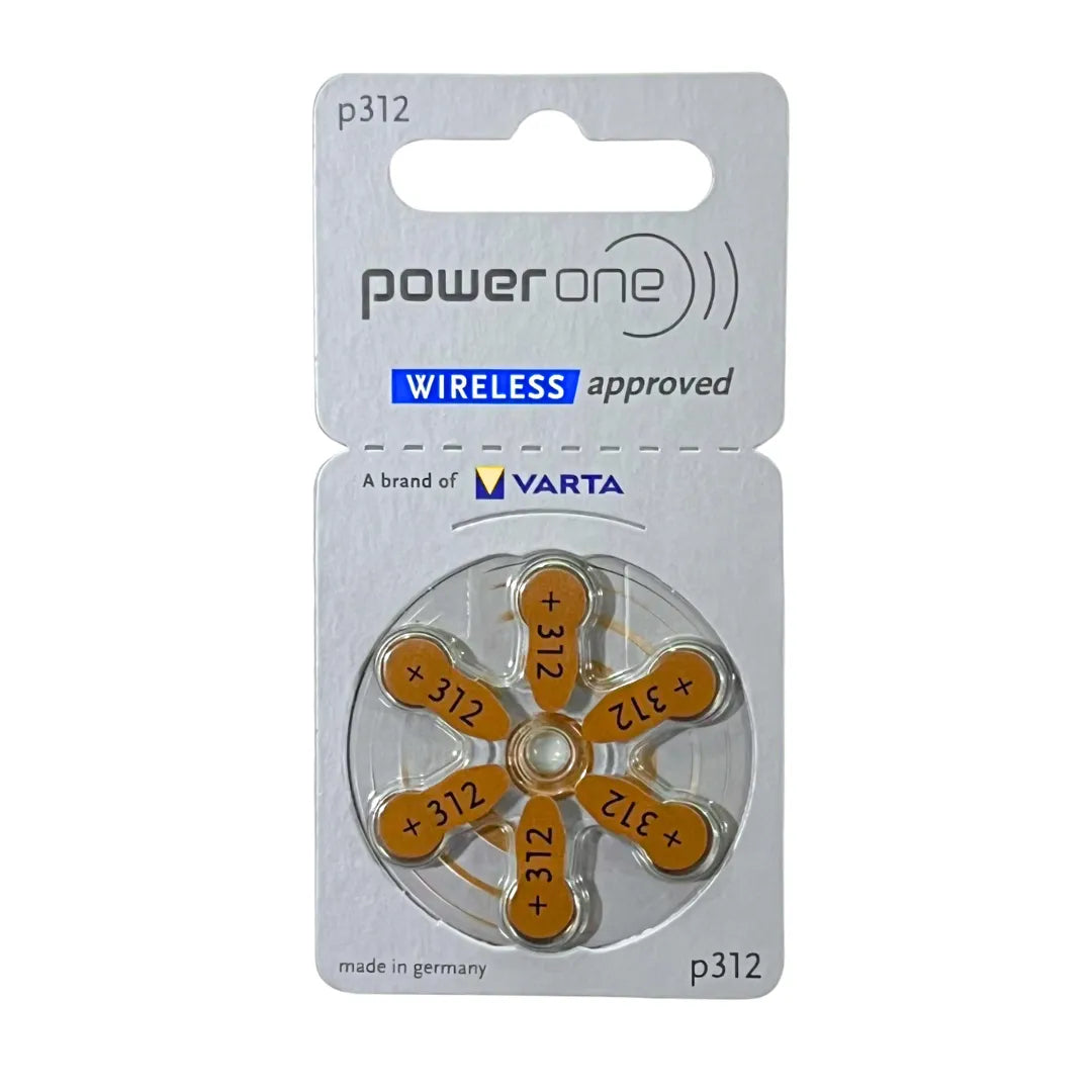 Power One P312 1.45V PR41 Hearing Aid Batteries - 1 Packet 6 Batteries