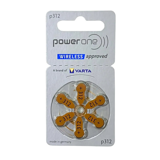 Power One P312 1.45V PR41 Hearing Aid Batteries - 1 Packet 6 Batteries
