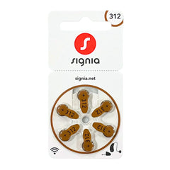 Signia size 312 Hearing Aid Batteries | 1 Packet (6 Batteries)