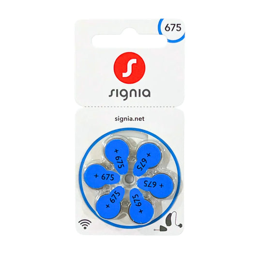 Signia size 675 Hearing Aid Batteries | 1 Packet (6 Batteries)