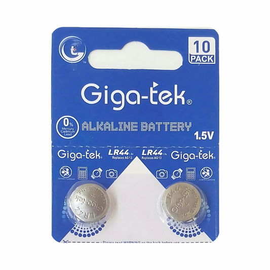 Giga-tek LR44 Alkaline Button Cell Battery AG13 357 1.5V