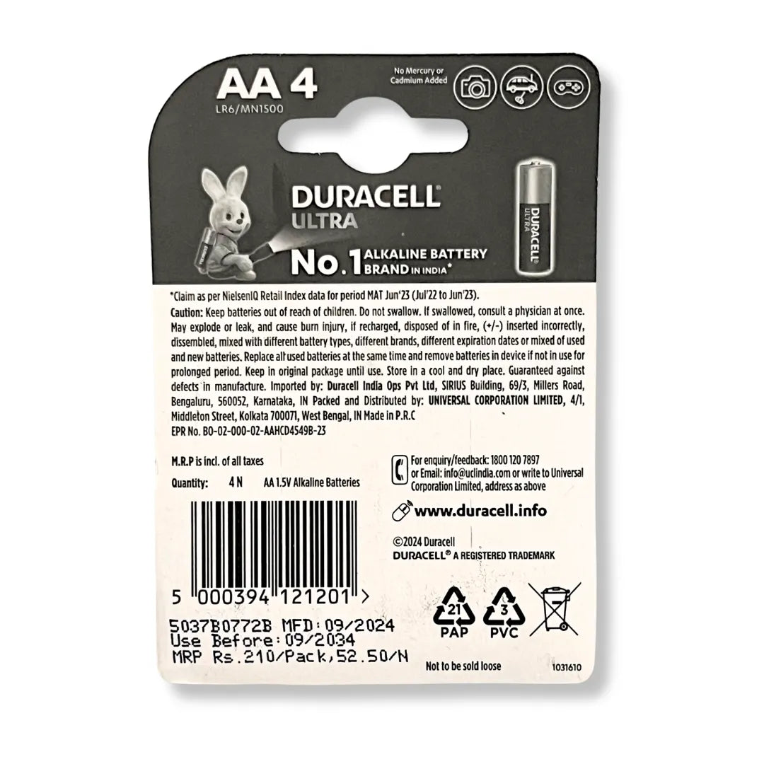 Duracell Ultra Alkaline size AA Batteries