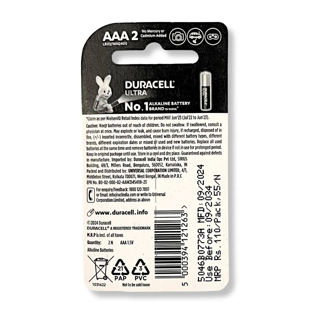 Duracell Ultra Alkaline size AAA Batteries