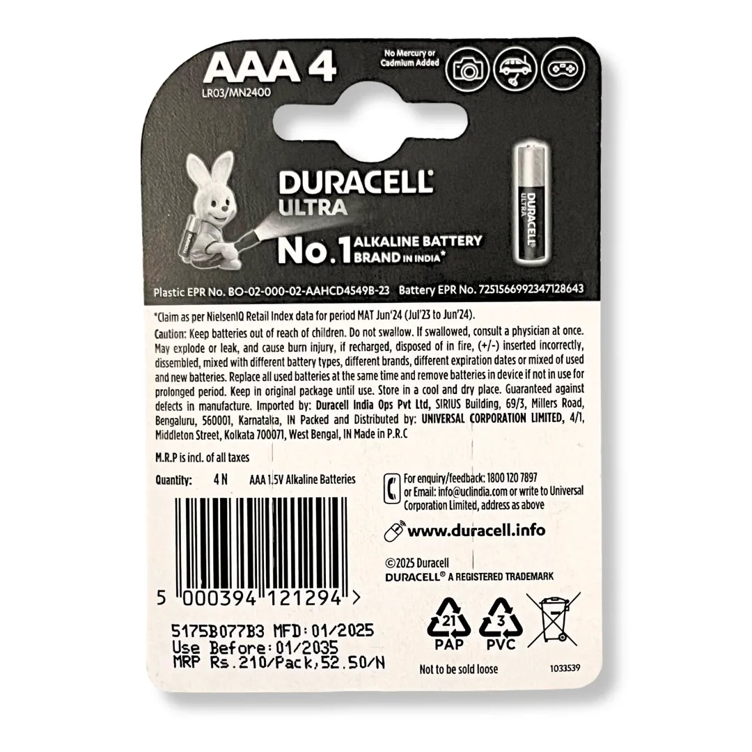 Duracell Ultra Alkaline size AAA Batteries