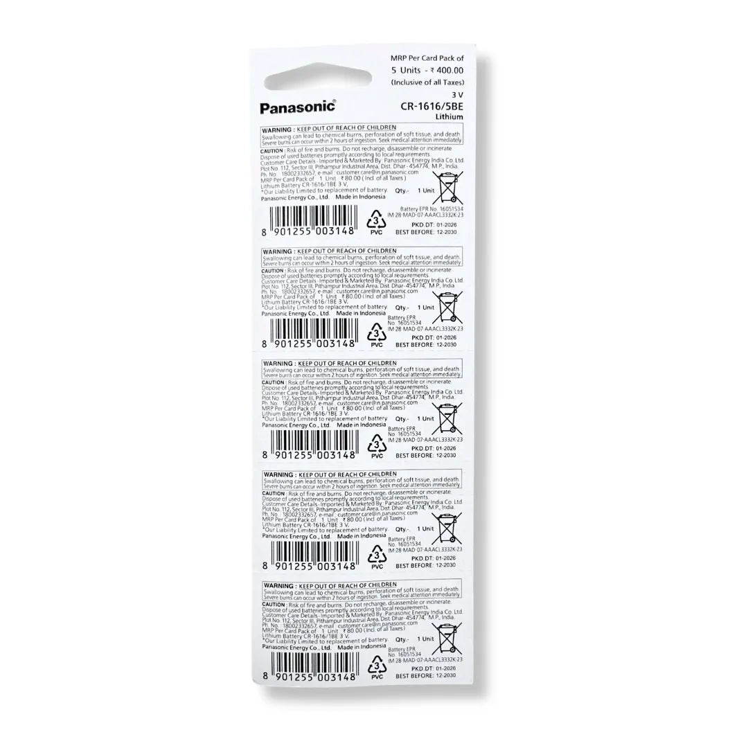Panasonic CR1616 3V Lithium Coin Cell Battery