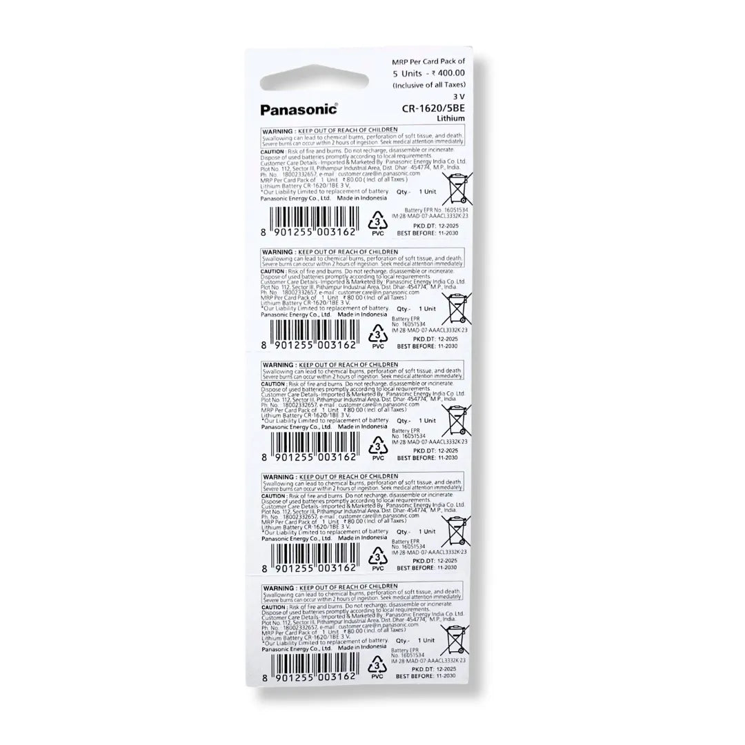 Panasonic CR1620 3V Lithium Coin Cell Battery