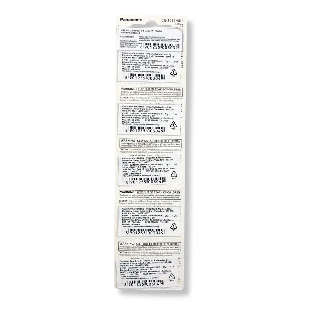Panasonic CR2016 3V Lithium Coin Cell Battery