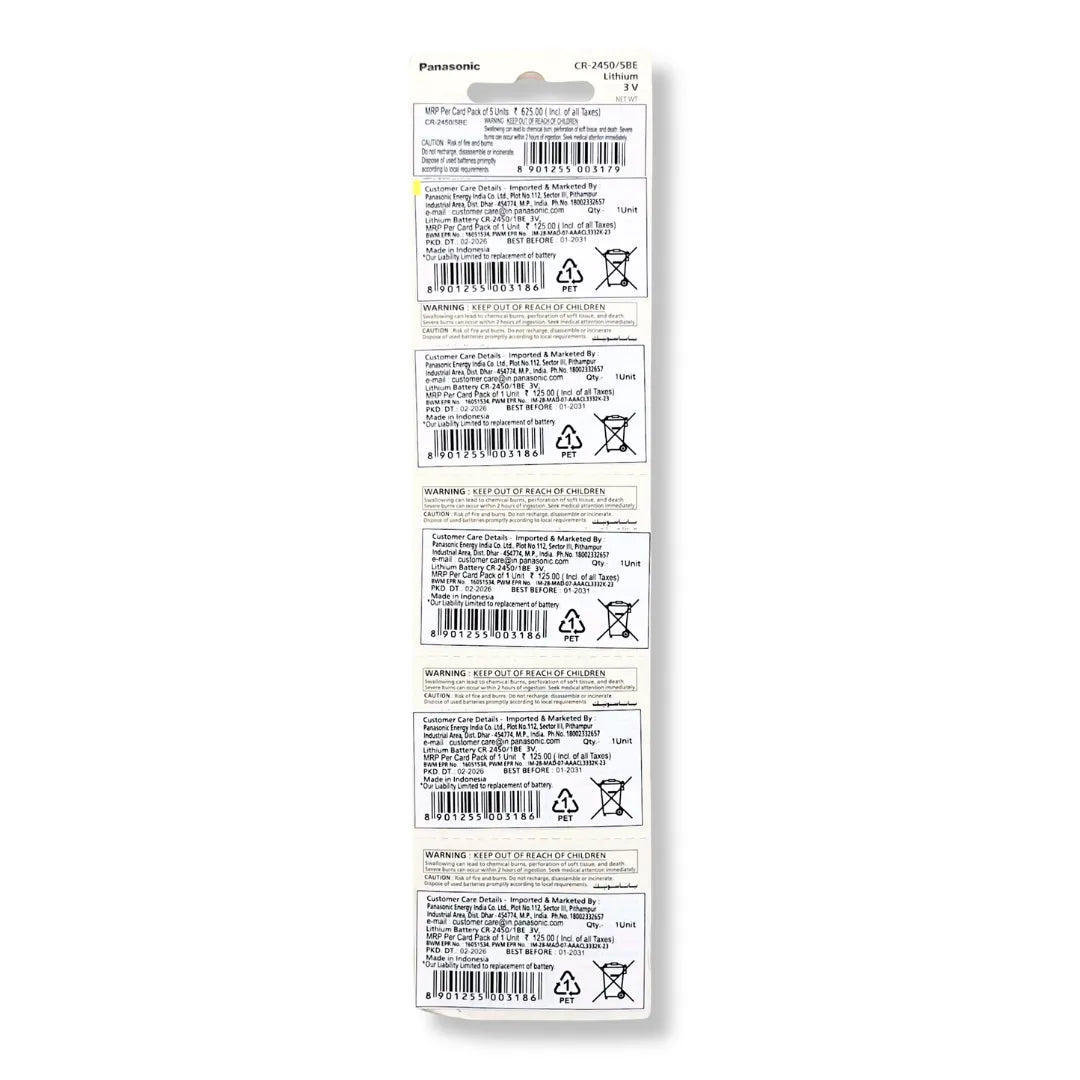 Panasonic CR2450 3V Lithium Coin Cell Battery