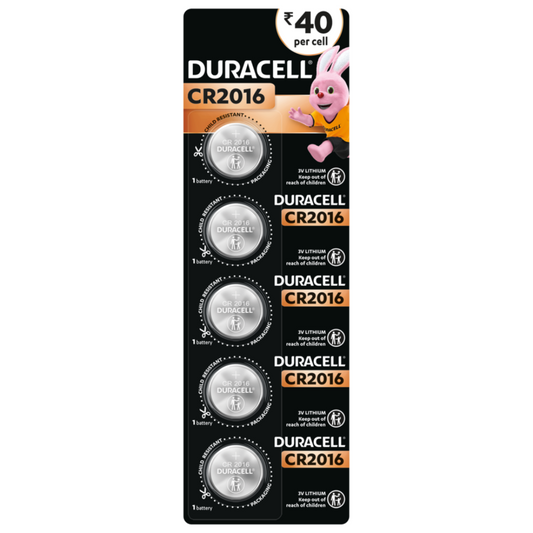 Duracell Chhota Power CR2016 Lithium Button Cell 3V Battery - Pack of 5
