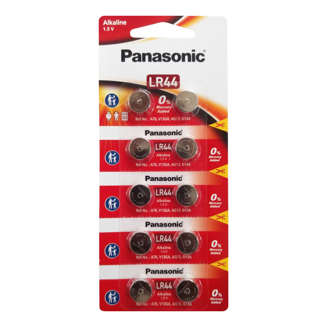 Panasonic LR44 Alkaline Button Cell Battery AG13 357 1.5V - Pack of 10