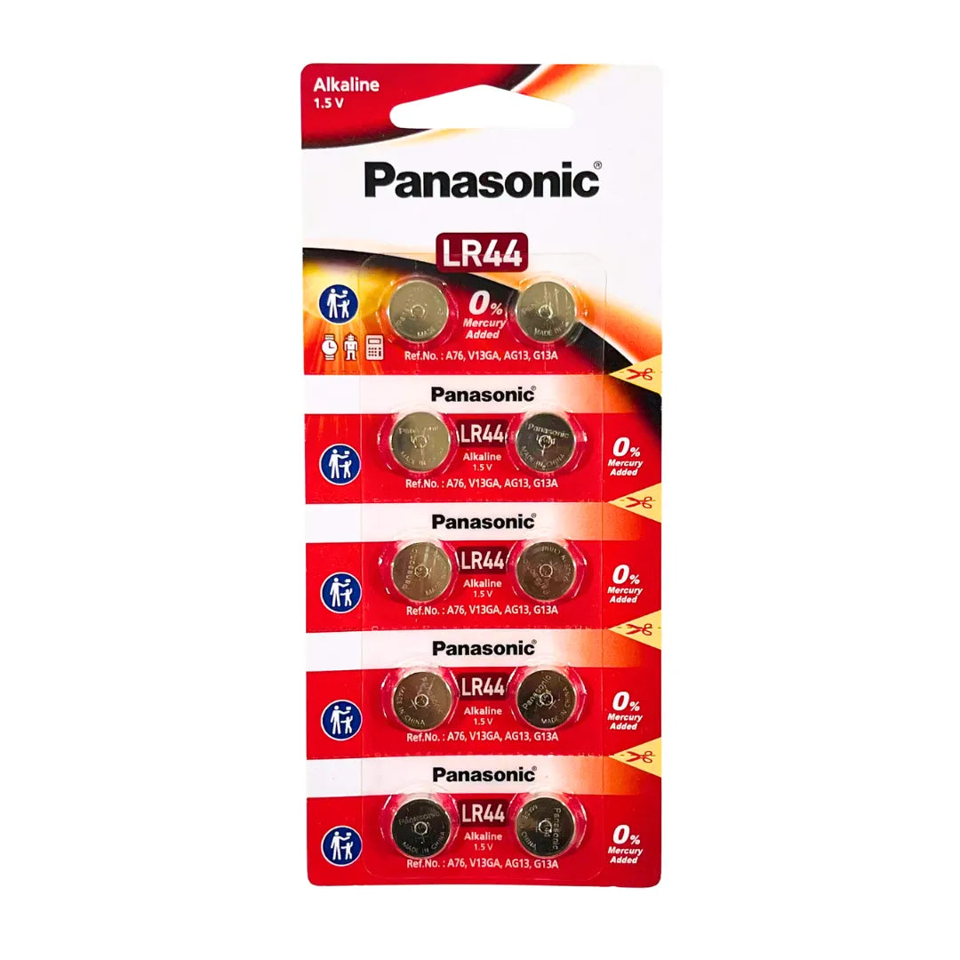 Panasonic LR44 Alkaline Button Cell Battery AG13 357 1.5V - Pack of 10