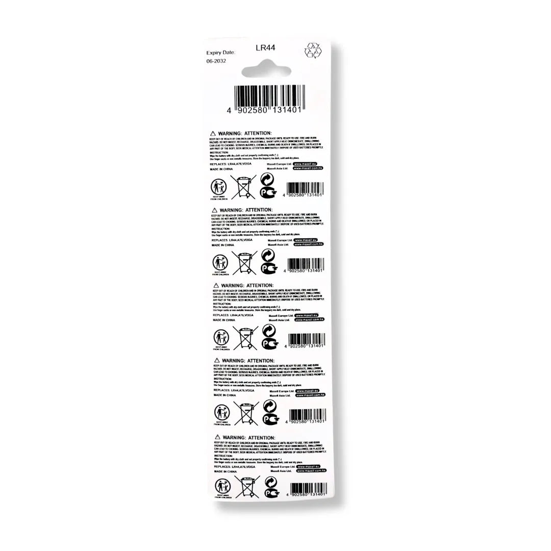 Maxell LR44 Alkaline Button Cell Battery AG13 357 1.5V - Pack of 10