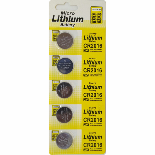 The CR2016 3V lithium coin cell battery, available in a pack of 5, is designed for reliable, long-lasting power. With a temperature range of -20°C to +85°C, it offers high energy and continuous voltage supply, ideal for devices like calculators, keyless remotes, cameras, and personal organizers. Commonly used in laptop CMOS batteries, car remotes, and scientific instruments, these batteries ensure consistent performance and easy functionality.