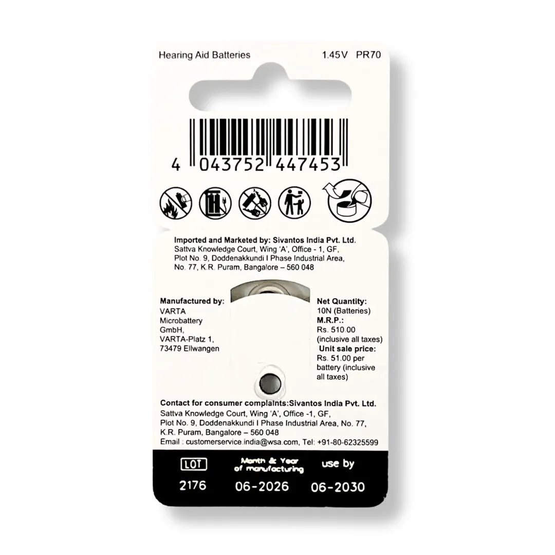 Signia size 10 Hearing Aid Batteries | 1 Packet 10 Batteries
