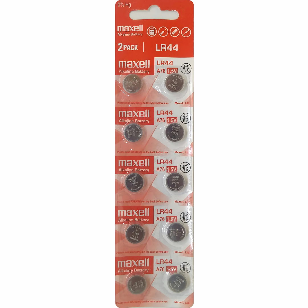 Maxell LR44 Alkaline Button Cell Battery AG13 357 1.5V - Pack of 10