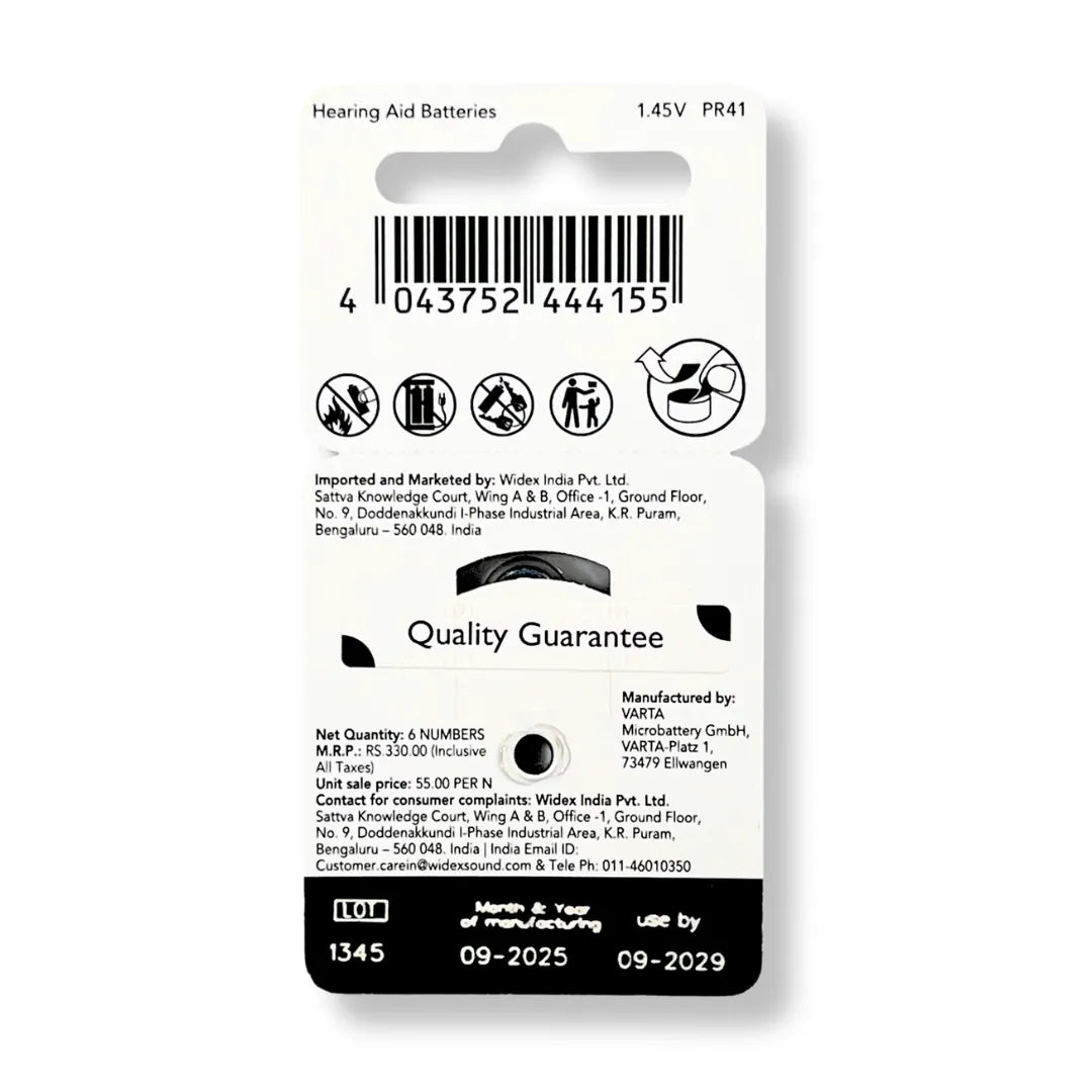 Widex Hearing Aid Battery size 312 | 1 Packet (6 Batteries)