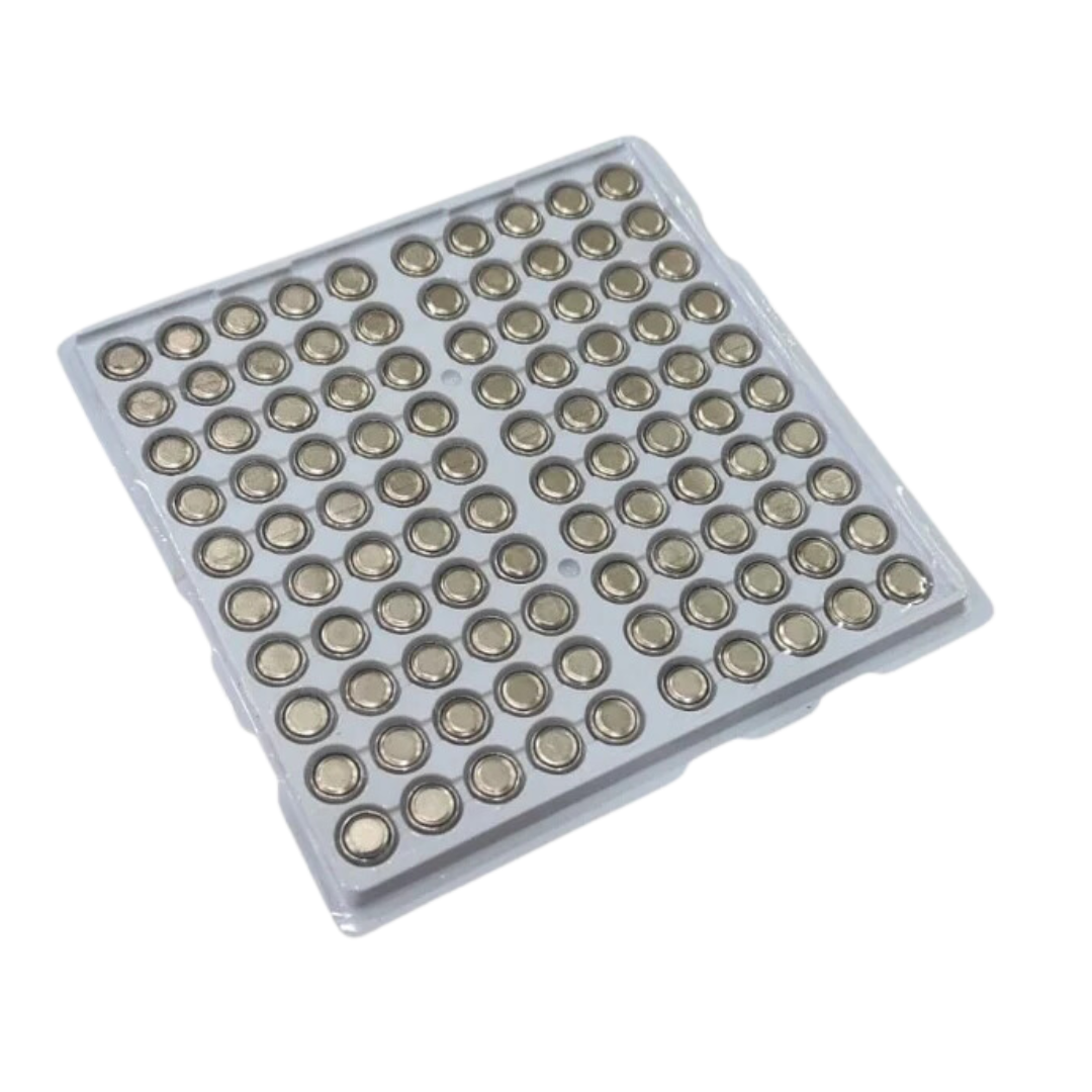 Buy AG13 LR44 357 alkaline button cell battery pack of 100 online in India for bulk usage and long-lasting power