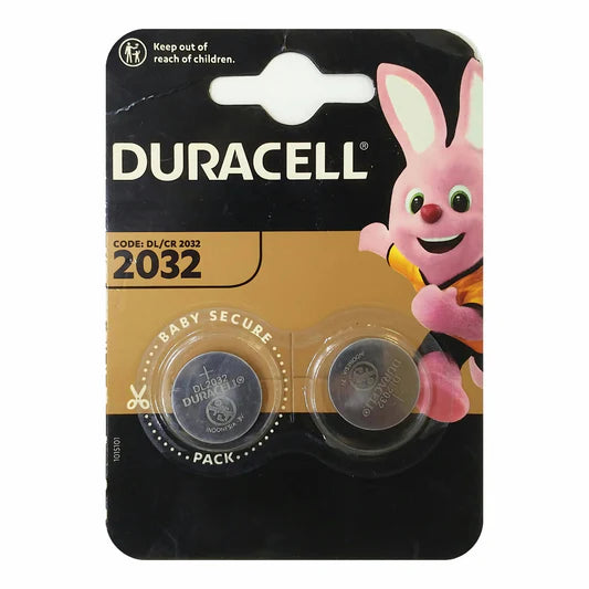 Duracell DL2032 CR2032 3V lithium button cell battery for watches, key fobs, and electronic devices