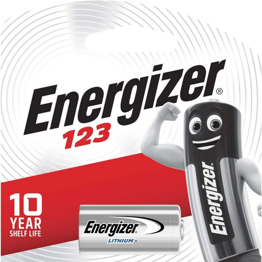 Energizer 123 Lithium 3V battery – best for security systems, cameras, and medical devices. Buy online at the best price in India.