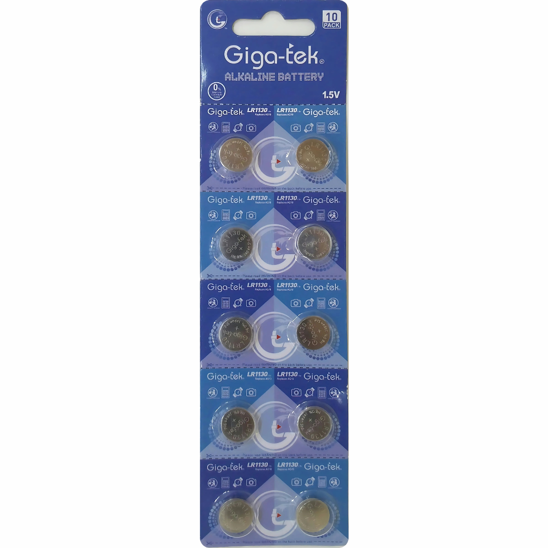 Buy Giga-tek LR1130 AG10 button cell battery at the lowest price. Secure checkout and fast shipping.