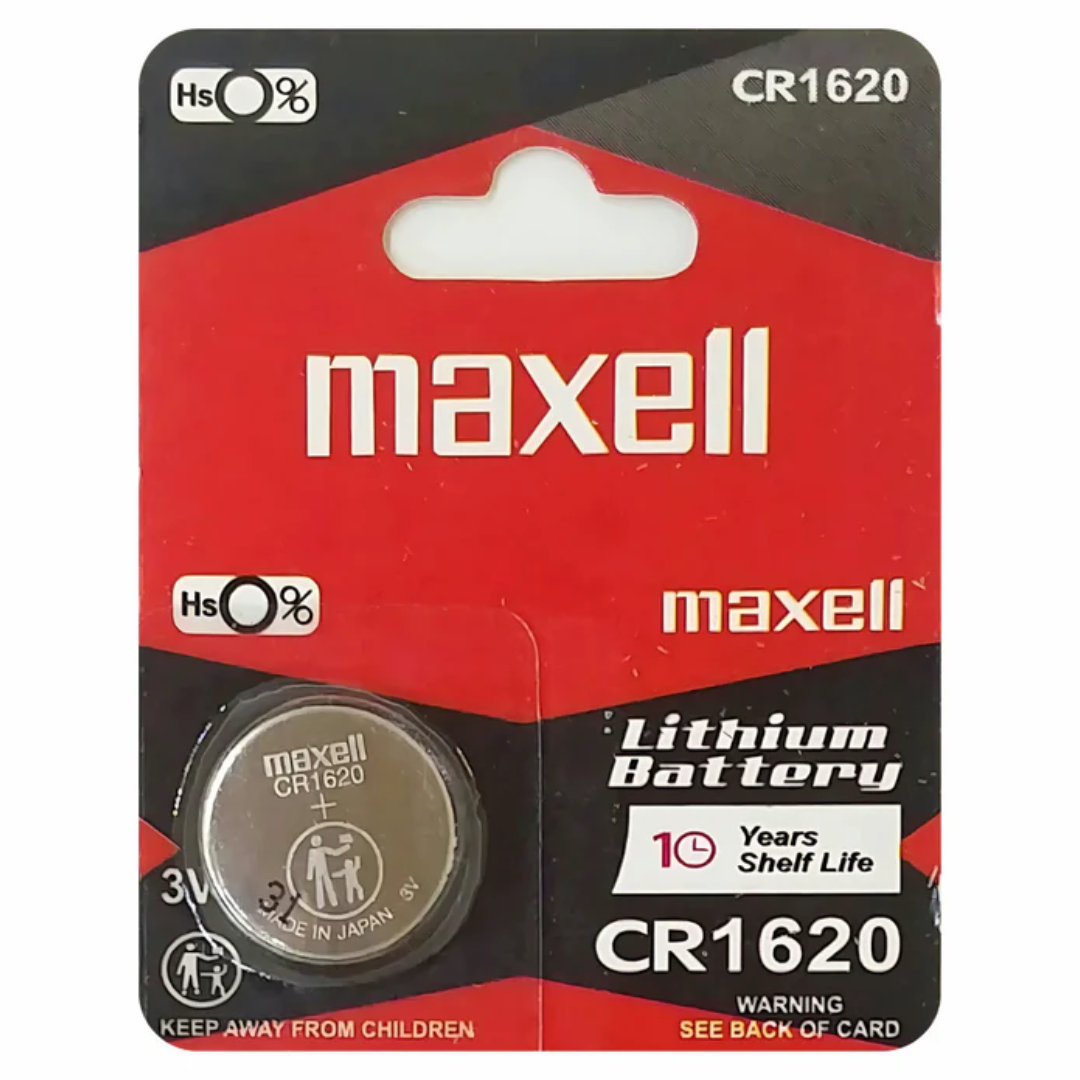 Maxell CR1620 lithium button cell battery – high-performance power for watches, remotes, and small electronics. Buy now.