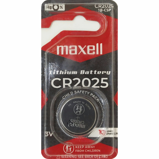 Maxell CR2025 3V lithium button cell battery – reliable power for car remotes, medical devices, and calculators. Buy now.