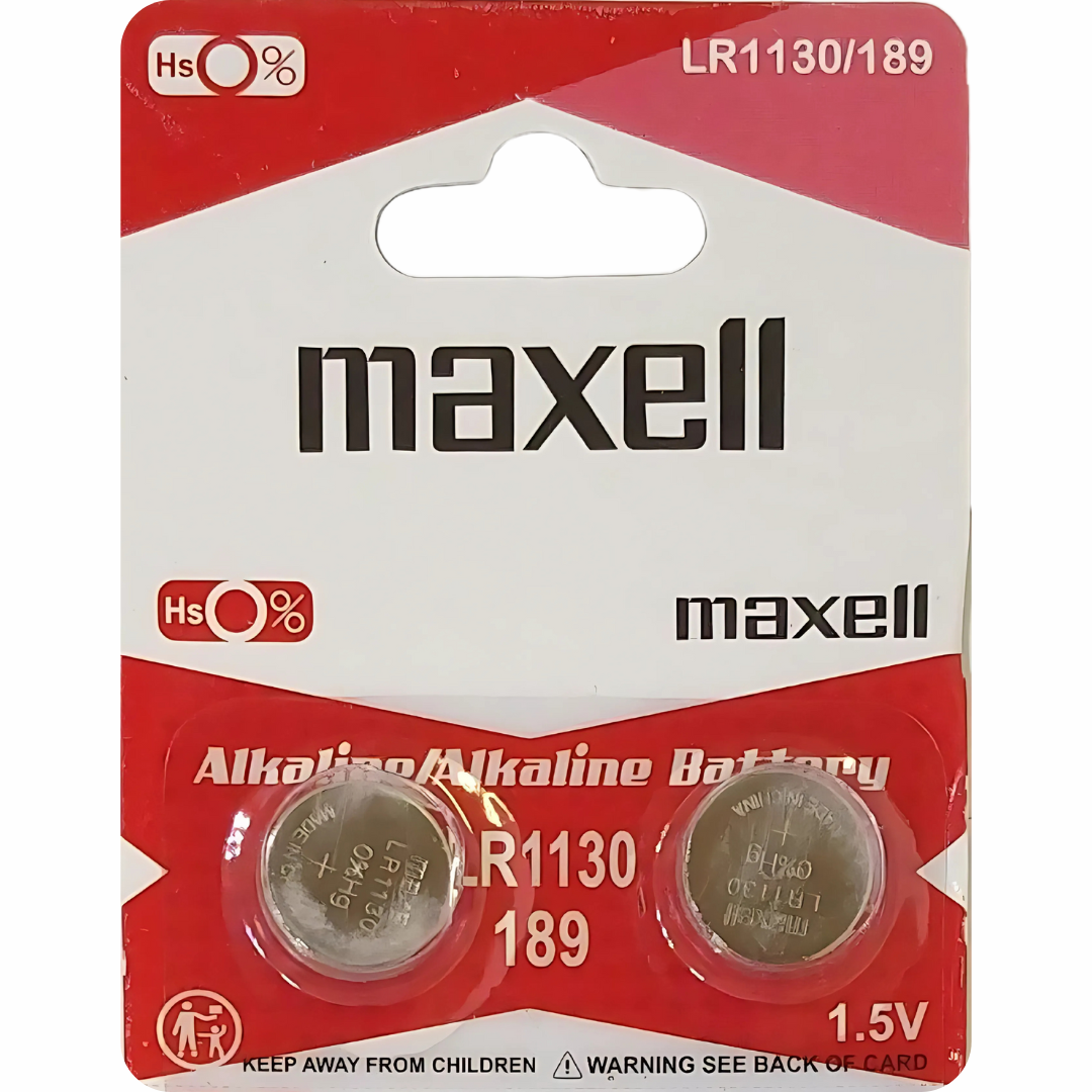 Maxell LR1130 AG10 189 1.5V alkaline button cell battery (pack of 10) – ideal for watches, toys, and calculators. Buy now.