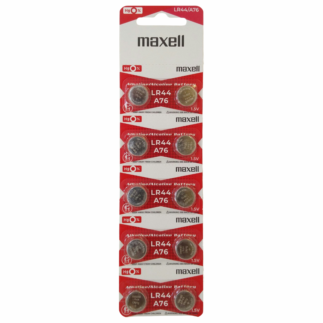 Maxell LR44 AG13 357 1.5V alkaline button cell batteries pack of 10 for watches, toys, and small electronic devices