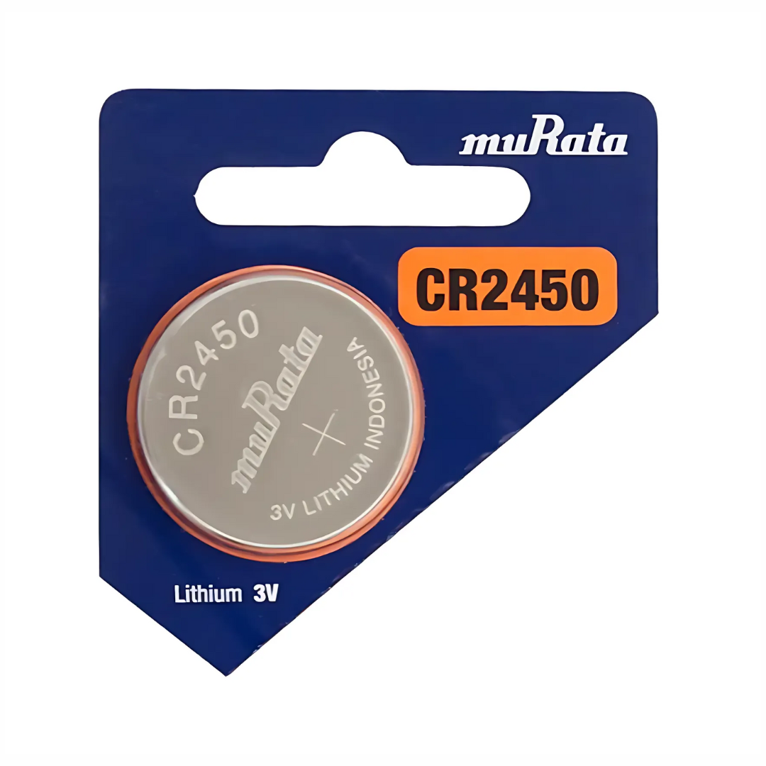 muRata CR2450 3V lithium coin cell battery for watches, car remotes, and compact electronic devices