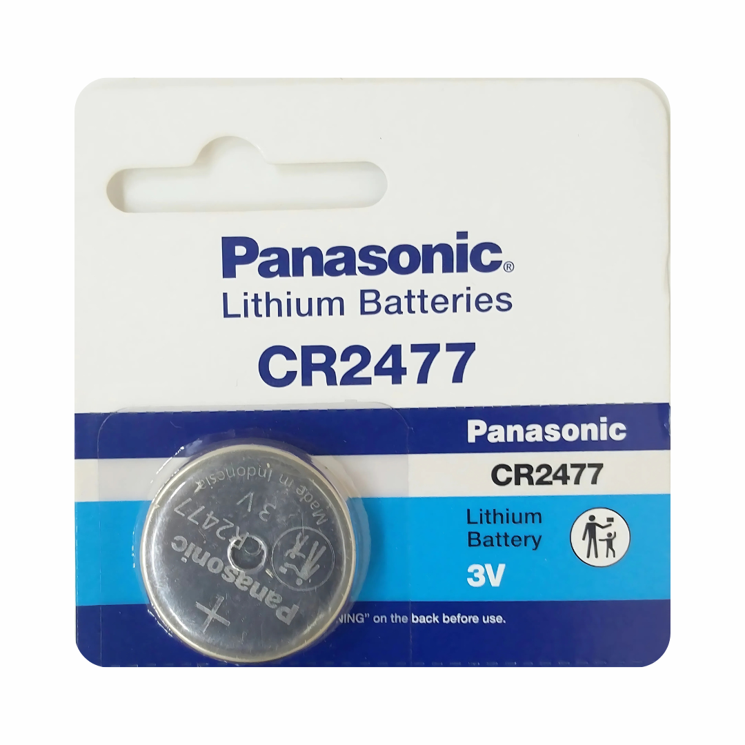 Panasonic CR2477 3V lithium coin cell battery – perfect for high-performance devices like remote controls and fitness trackers