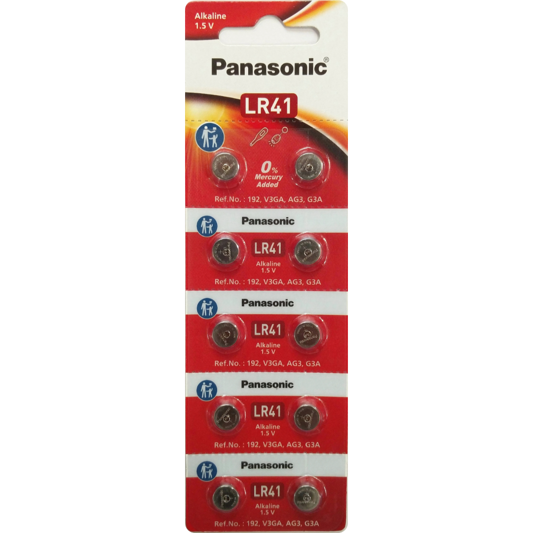 Shop Panasonic LR41 1.5V alkaline button cell battery for long-lasting, reliable power in everyday