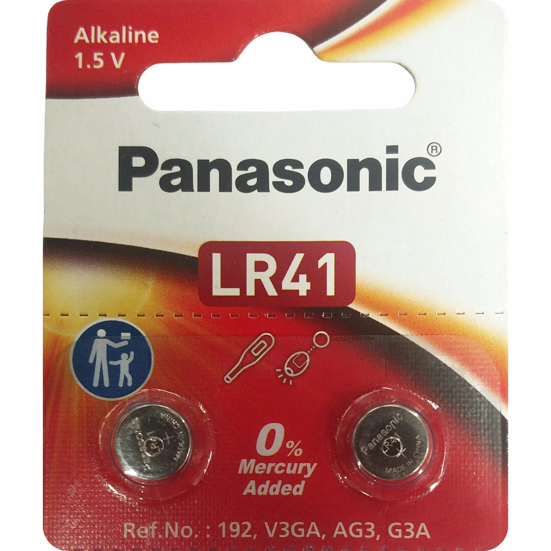 Panasonic LR41 1.5V alkaline button cell battery – ideal for small electronics like watches and hearing aids