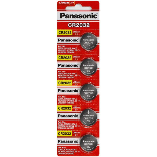Panasonic CR2032 3V Lithium Coin Cell Battery - Pack of 5