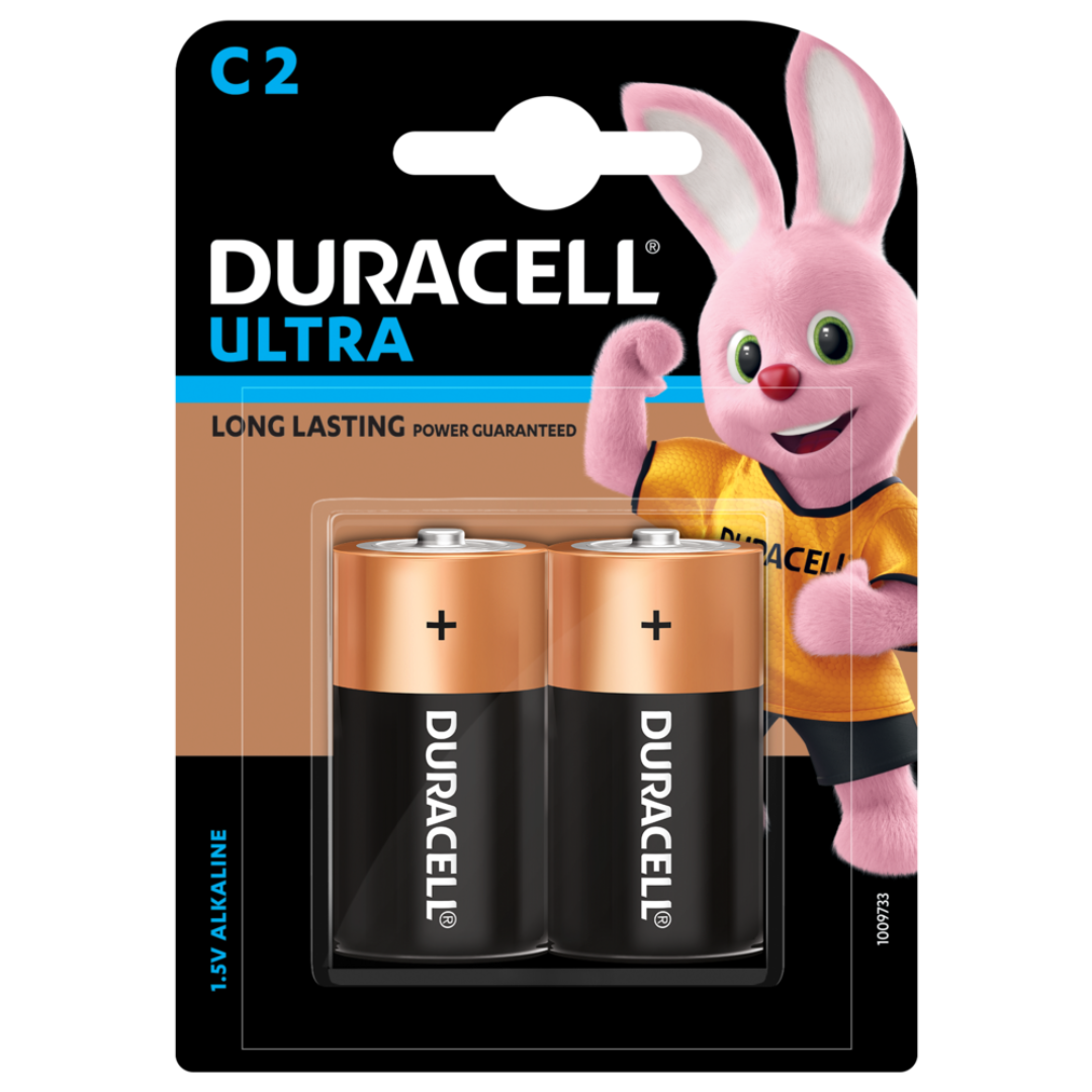 Duracell Ultra Alkaline C battery pack of 2 – perfect for flashlights, toys, and medical equipment. Buy online at the best price.