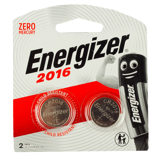 Energizer Lithium CR2016 Button Cell 3V Batteries - Pack of 2