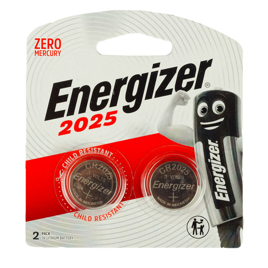 Energizer Lithium CR2025 Button Cell 3V Batteries - Pack of 2