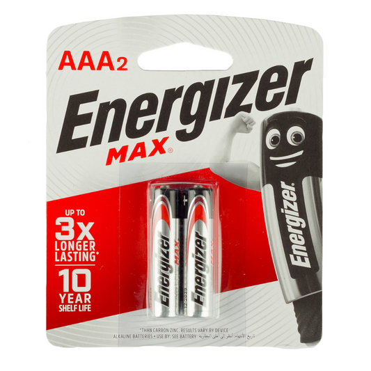 Energizer Max Alkaline size AAA Batteries BP2 1.5v
