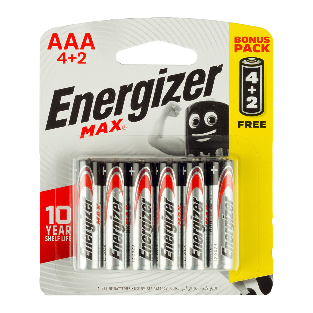 Energizer Max Alkaline size AAA Batteries BP6 1.5v