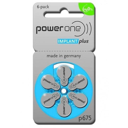 Power One Cochlear Implant Plus Batteries p675i+ | 1 Packet (6 Batteries)