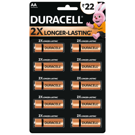 Shop Duracell Chhota Power AA alkaline batteries (pack of 10) for long-lasting power in toys, remotes, and gadgets. Best price in India.