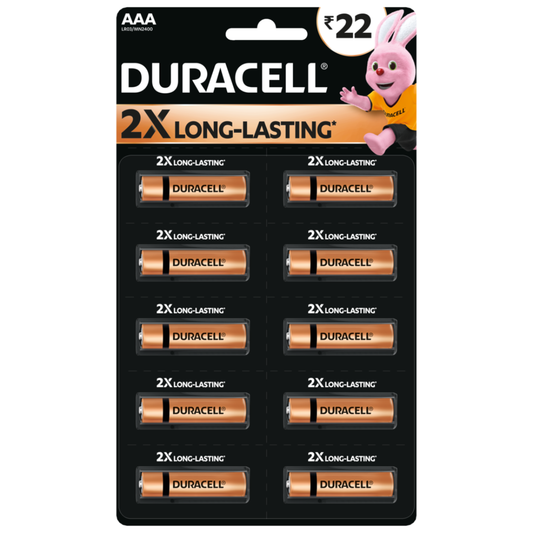 Duracell Chhota Power AAA alkaline batteries (pack of 10) for remote controls, gaming controllers, and wireless devices. Buy online at the best price.